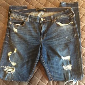 Express Jeans Distressed Skinny Medium Wash
